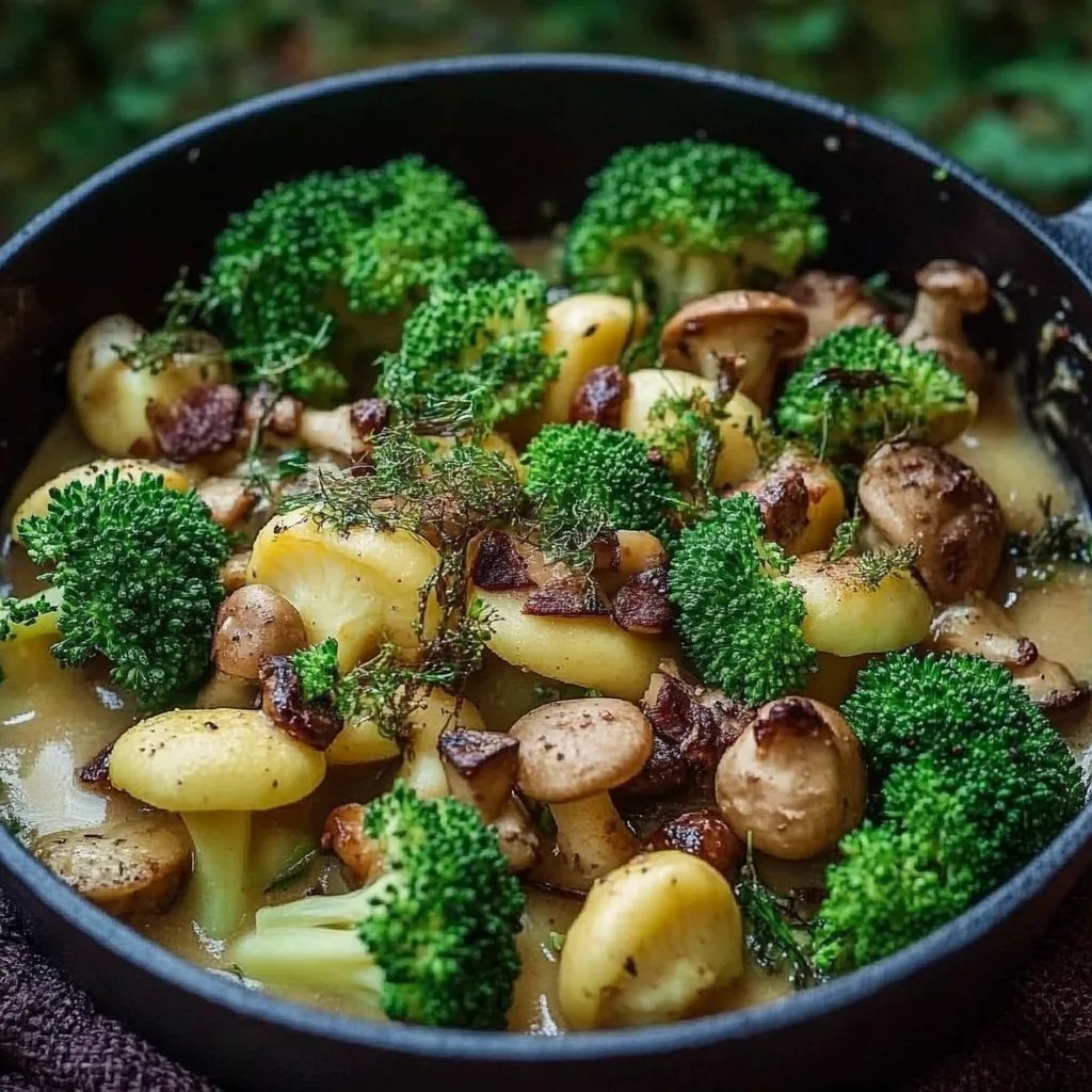 Brokkoli-Kartoffel-Pfanne mit Pilzen