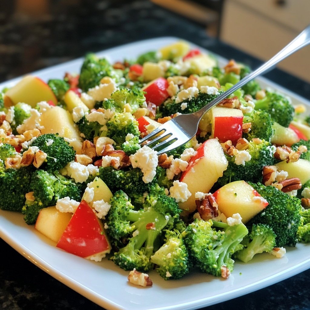 Brokkoli-Salat mit Äpfeln, Nüssen & Feta – Knackig & frisch