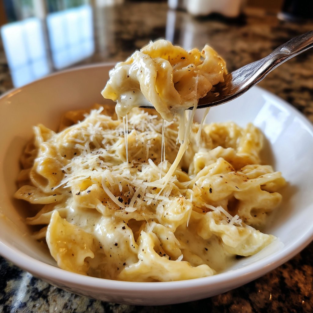 Romantische Pasta mit Sahnesauce und Parmesan